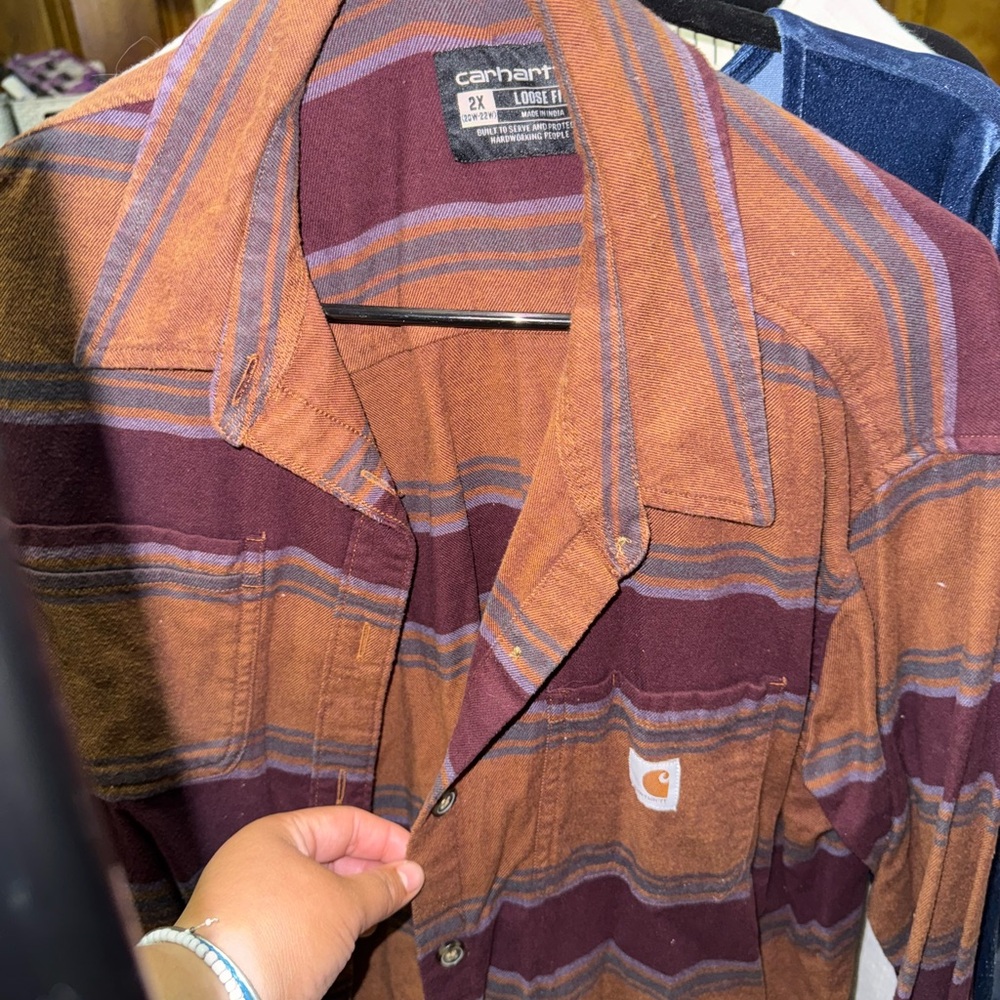 Carhartt Men's Shirt - Brown and Purple